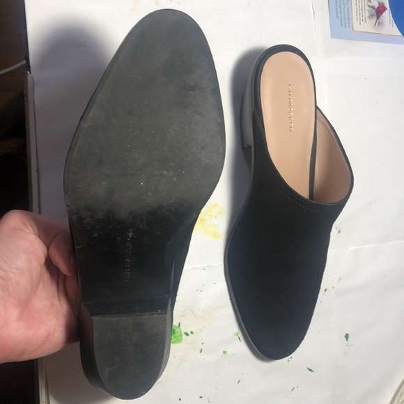 Black suede heeled slip on shoes. 9.5 G.B.BASS&CO - Picture 4 of 6